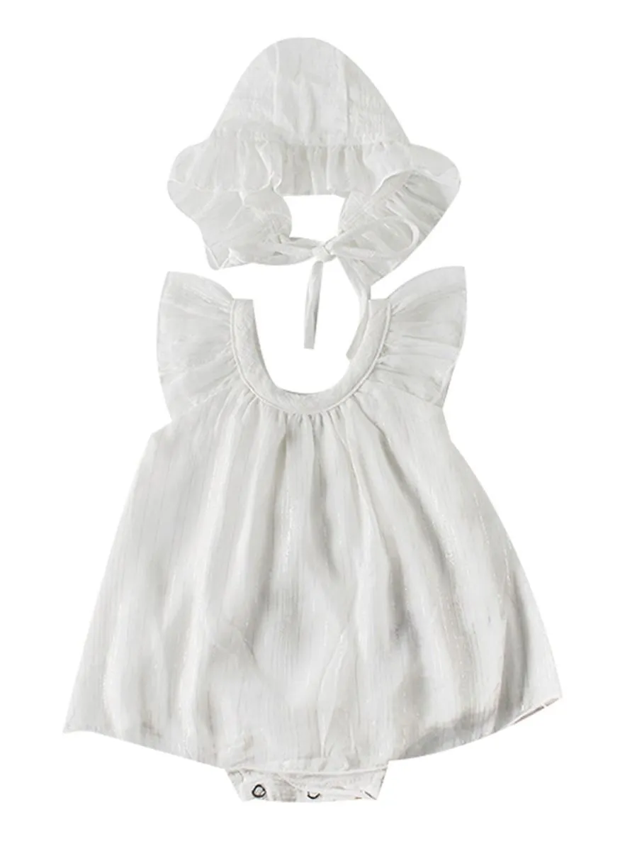 2-Piece Outfits Spanish Style Baby Girl Romper  Ruffle Hat