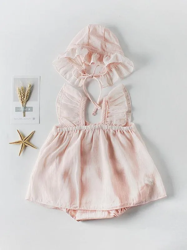 2-Piece Outfits Spanish Style Baby Girl Romper  Ruffle Hat