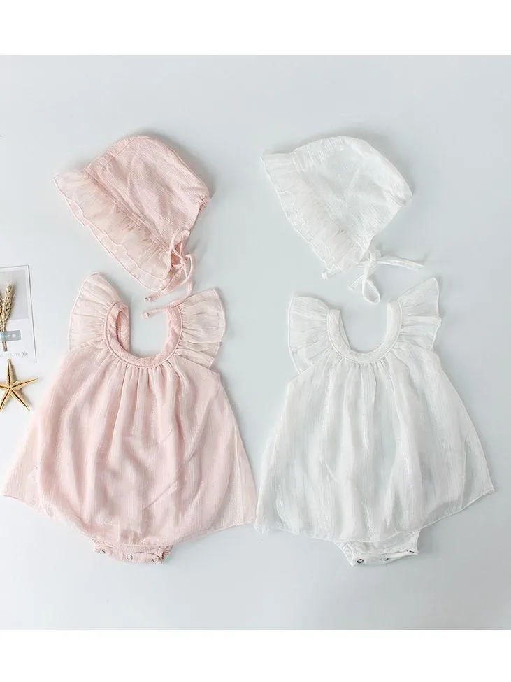 2-Piece Outfits Spanish Style Baby Girl Romper  Ruffle Hat
