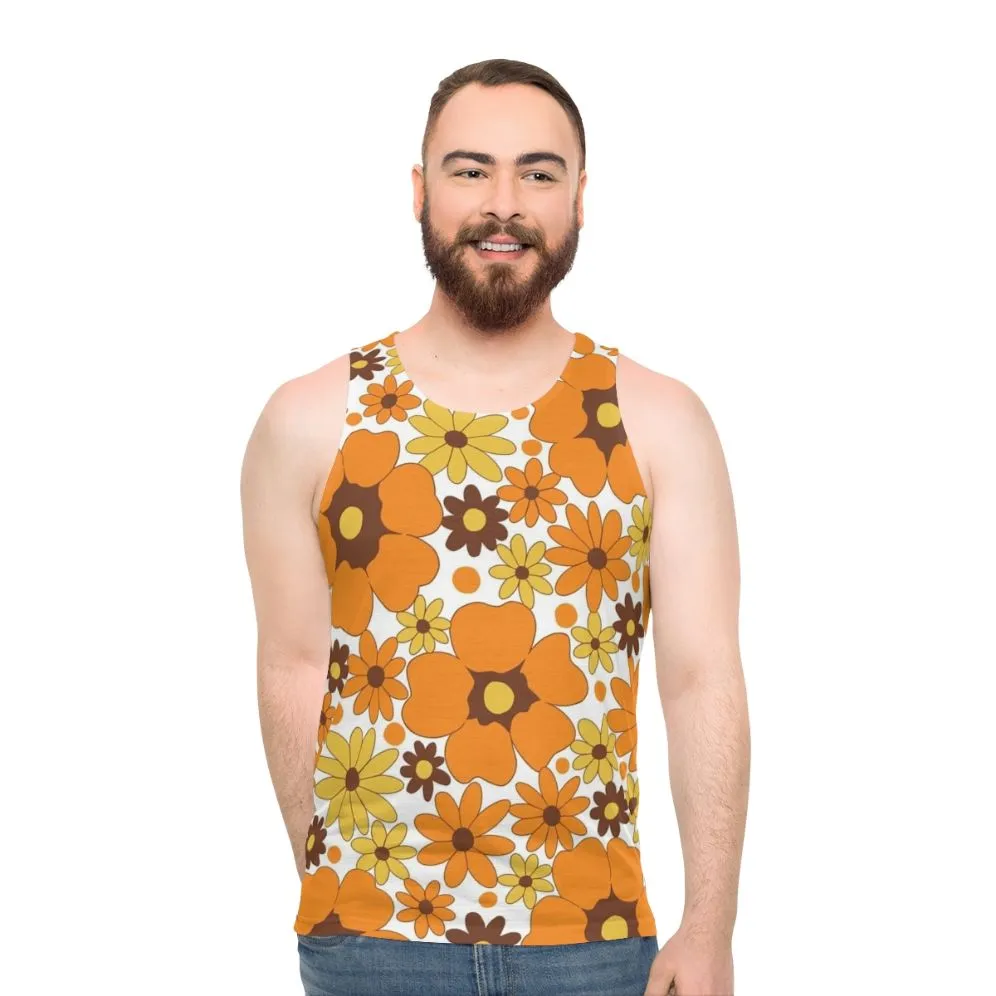 70s Floral Pattern Unisex Tank Top