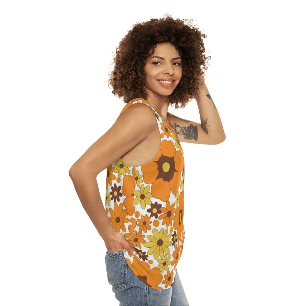 70s Floral Pattern Unisex Tank Top