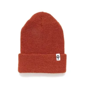 American Trench Merino Cardigan Stitch Beanie in Rust