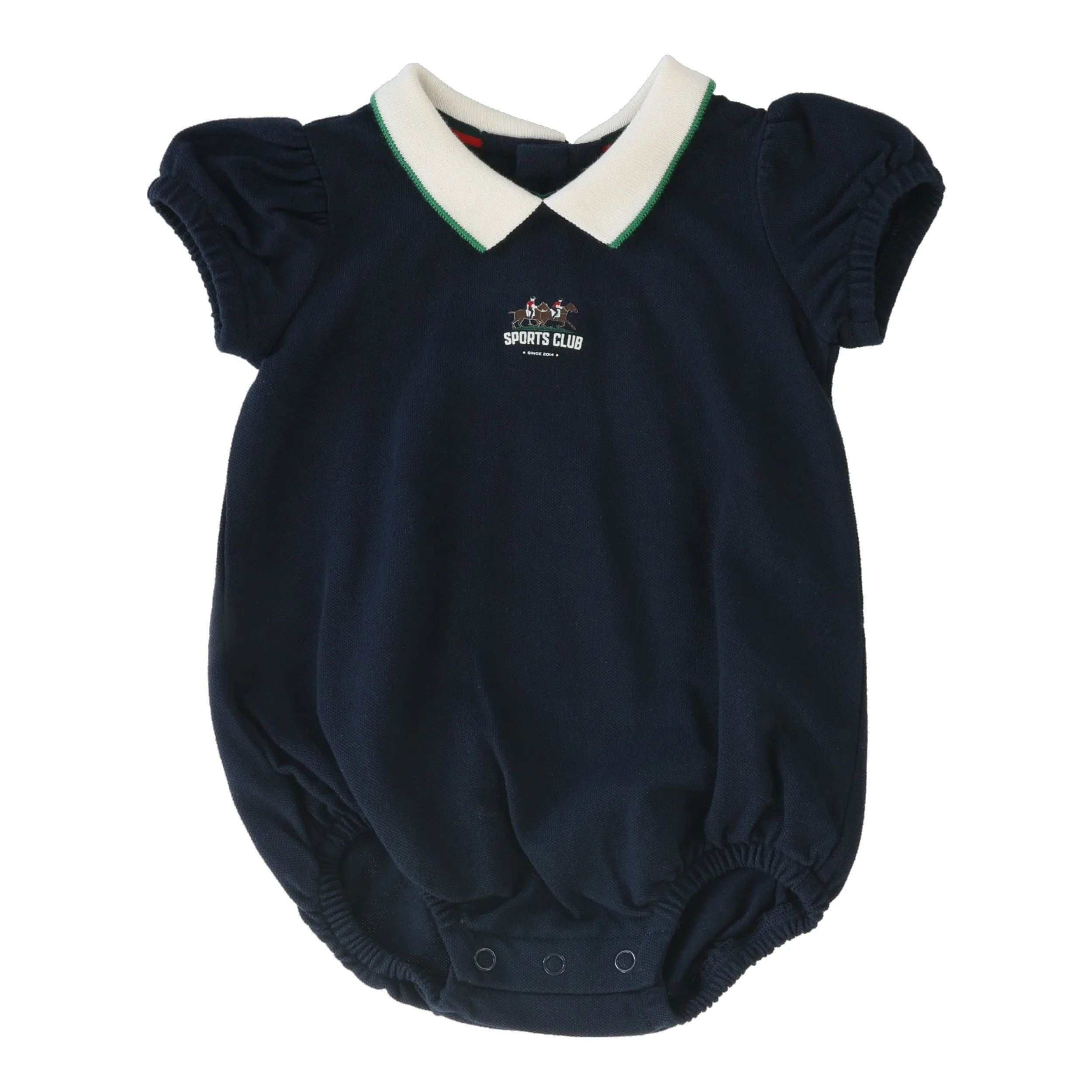 ANALOGIE BY LIL LEGS NAVY PUFF SLEEVE POLO ROMPER