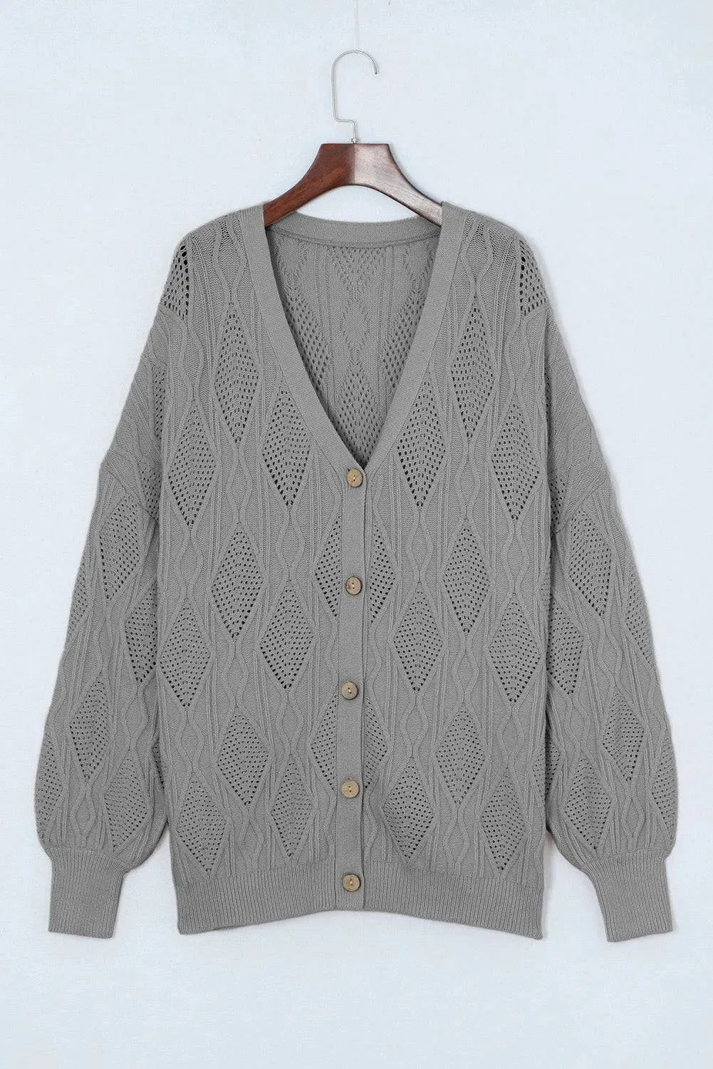 Apricot Plus Size Knit Button Up Cardigan