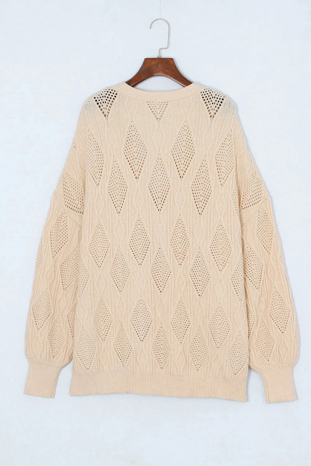 Apricot Plus Size Knit Button Up Cardigan