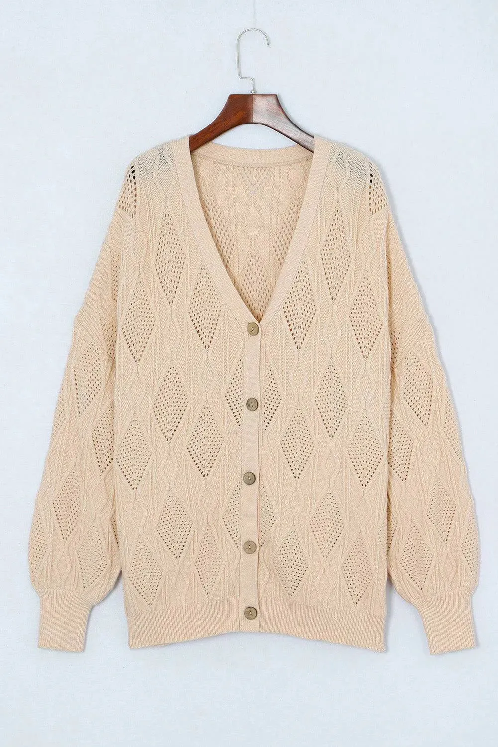 Apricot Plus Size Knit Button Up Cardigan