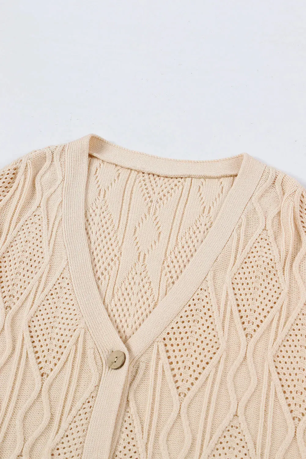 Apricot Plus Size Knit Button Up Cardigan