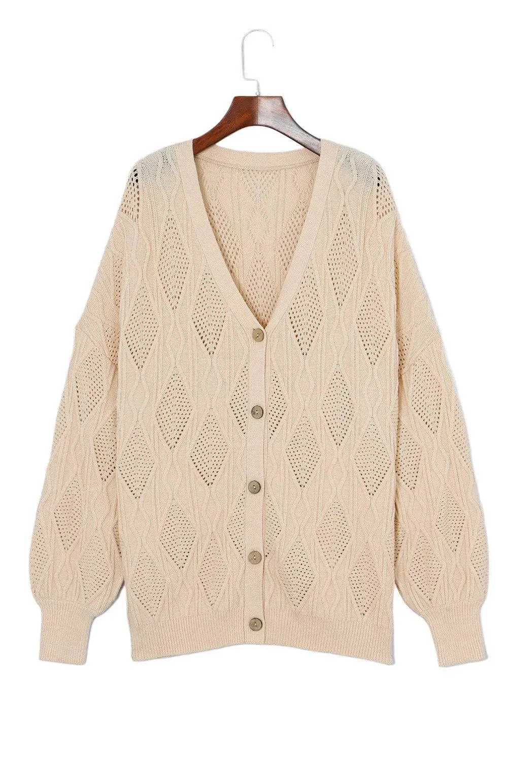 Apricot Plus Size Knit Button Up Cardigan