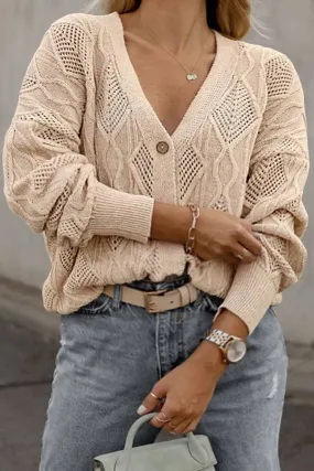 Apricot Plus Size Knit Button Up Cardigan