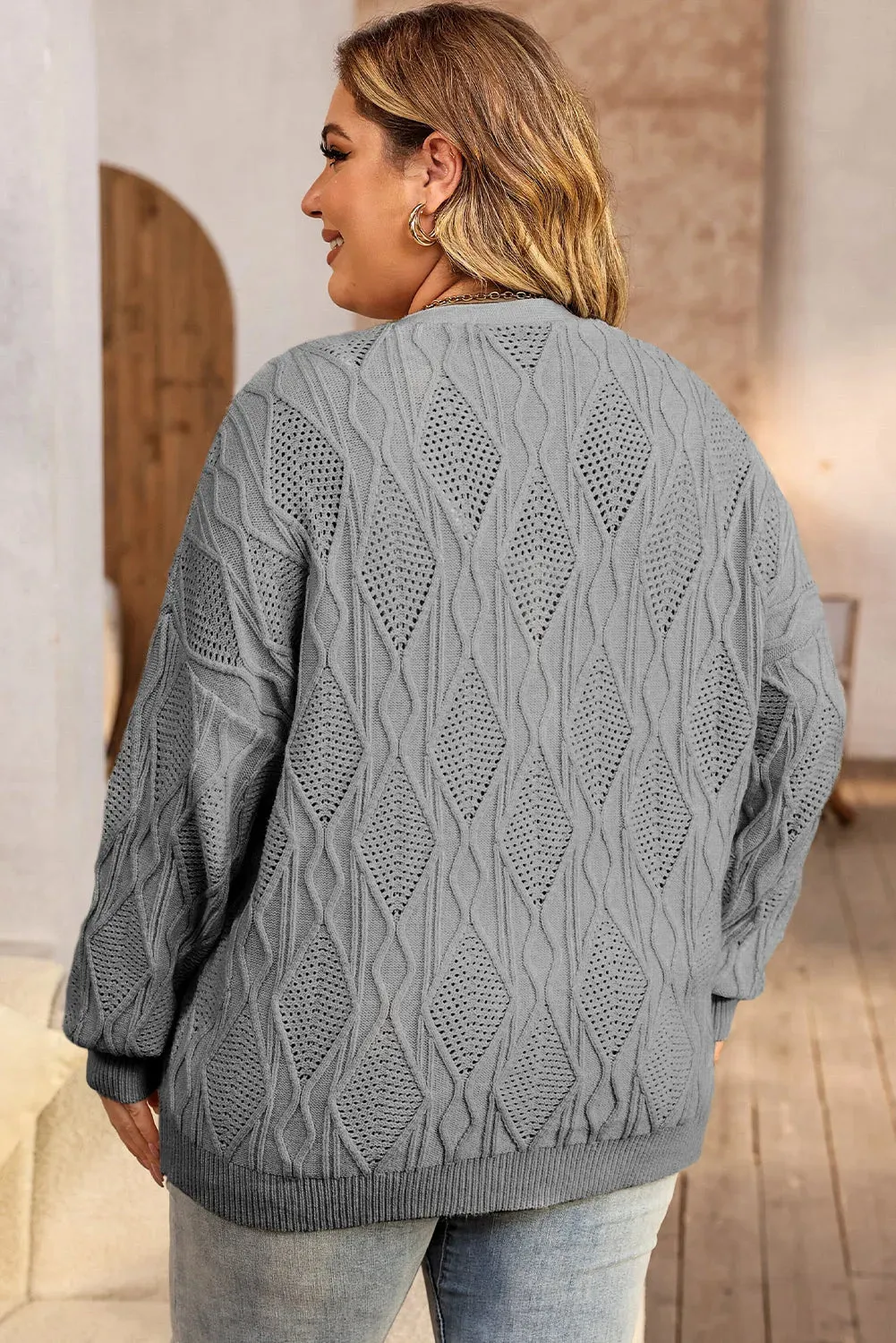 Apricot Plus Size Knit Button Up Cardigan
