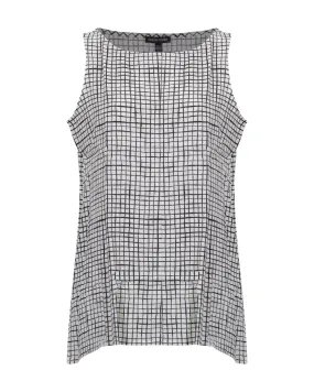 Bateau Neck Grid Tank Bone