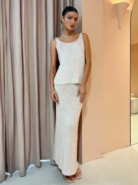 Bec and Bridge Sadie Sequin Knit Maxi Skirt in Golden
