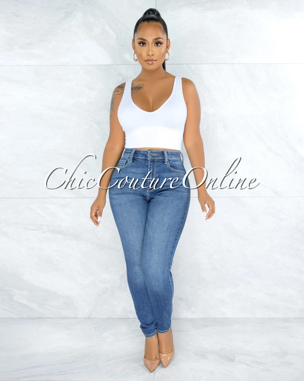 Belka Medium Washed Denim High-Waist Skinny Jeans