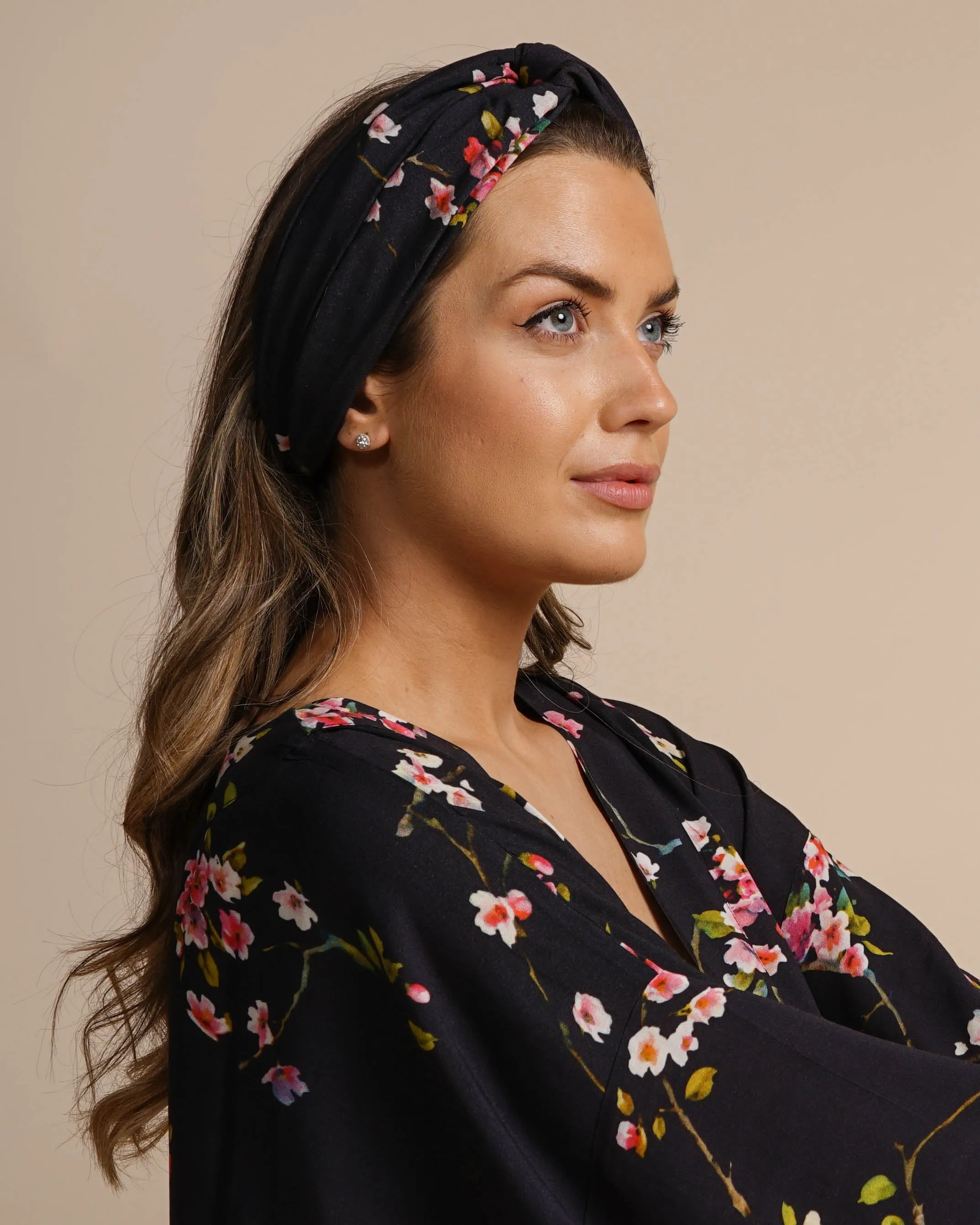 Black & Pink Kimono | Coco Cherry Blossom Print Robe