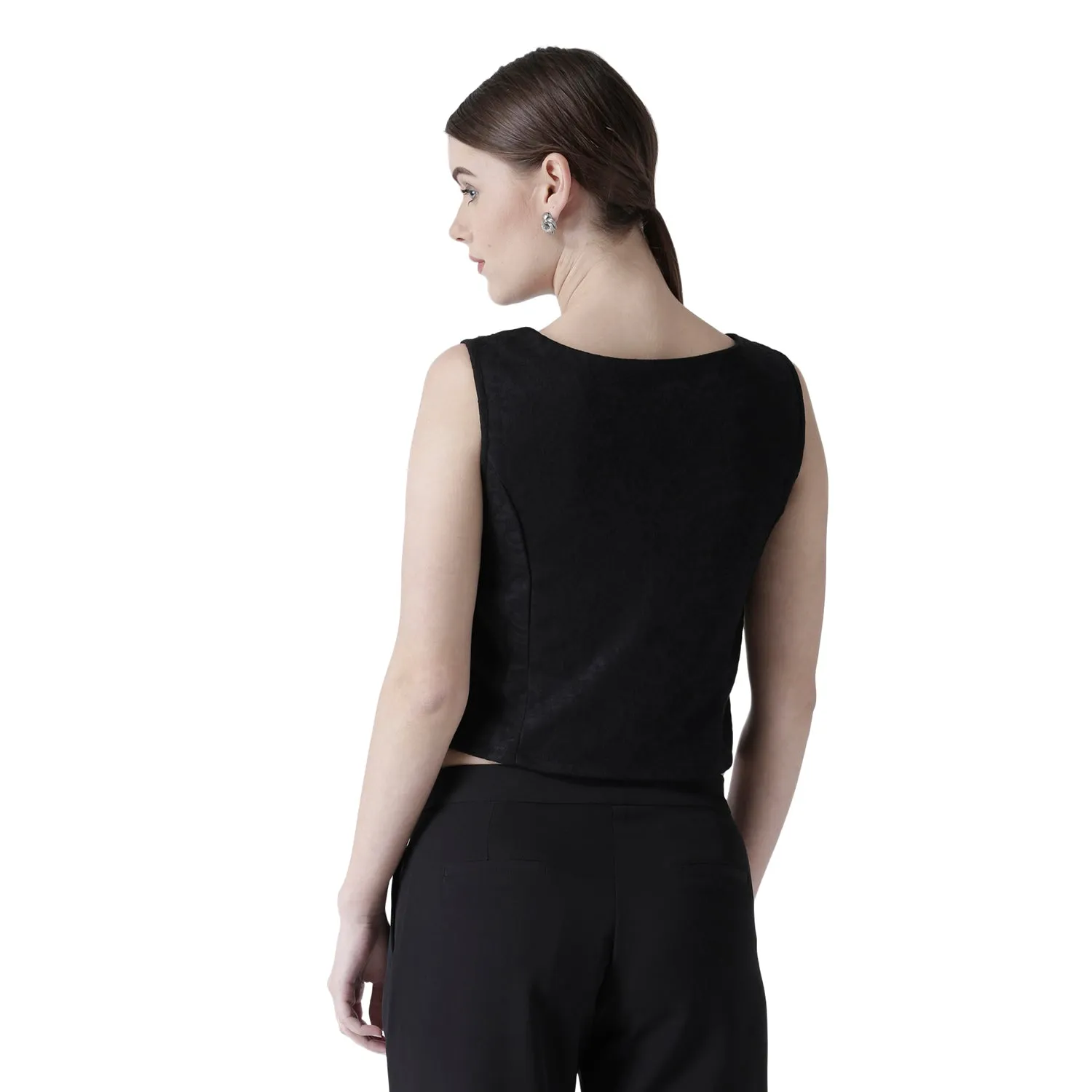 Black Crop Top With Beads