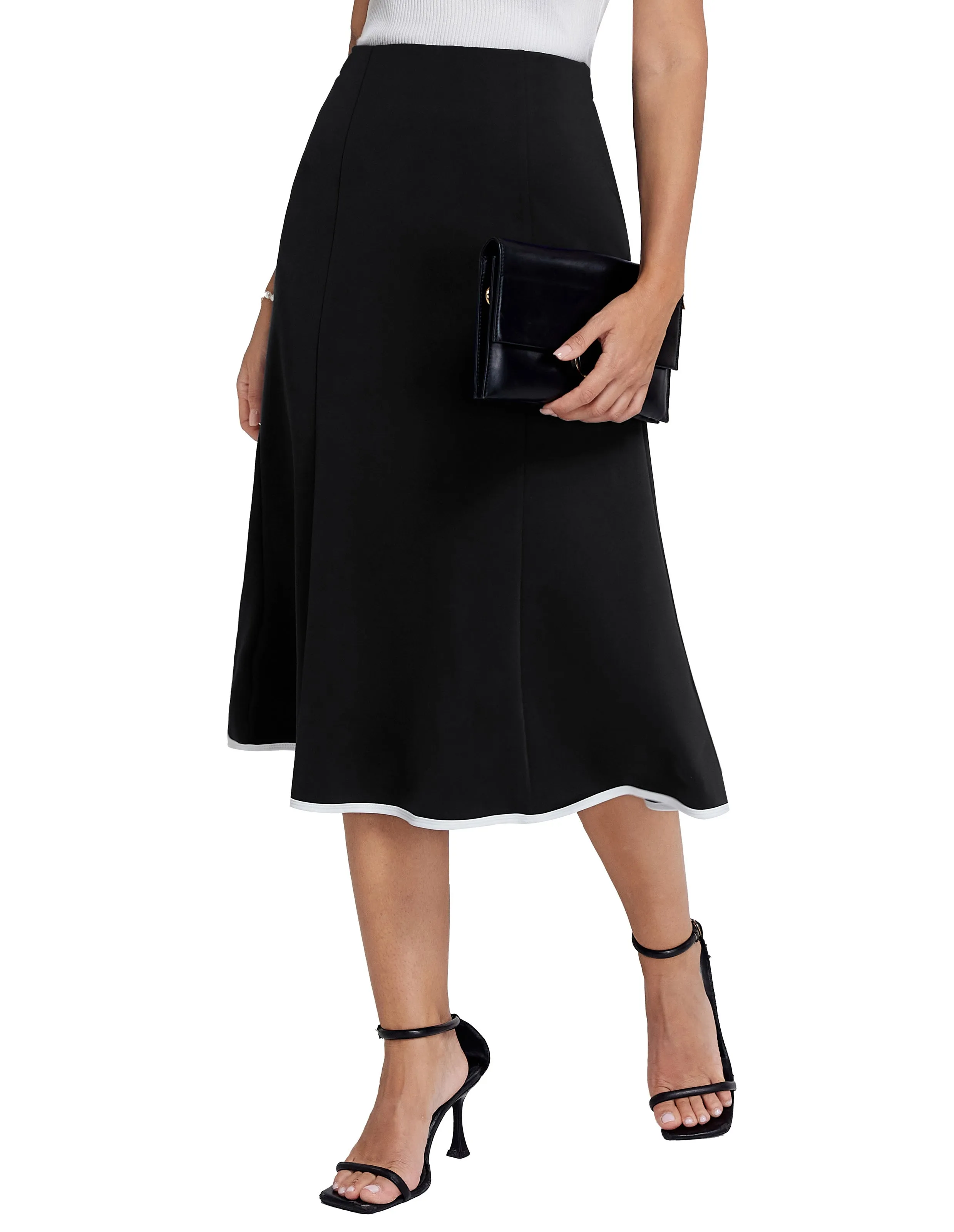 BP Women Mermaid Hem Skirt Elastic Waistline Mid-Calf Bodycon Skirt