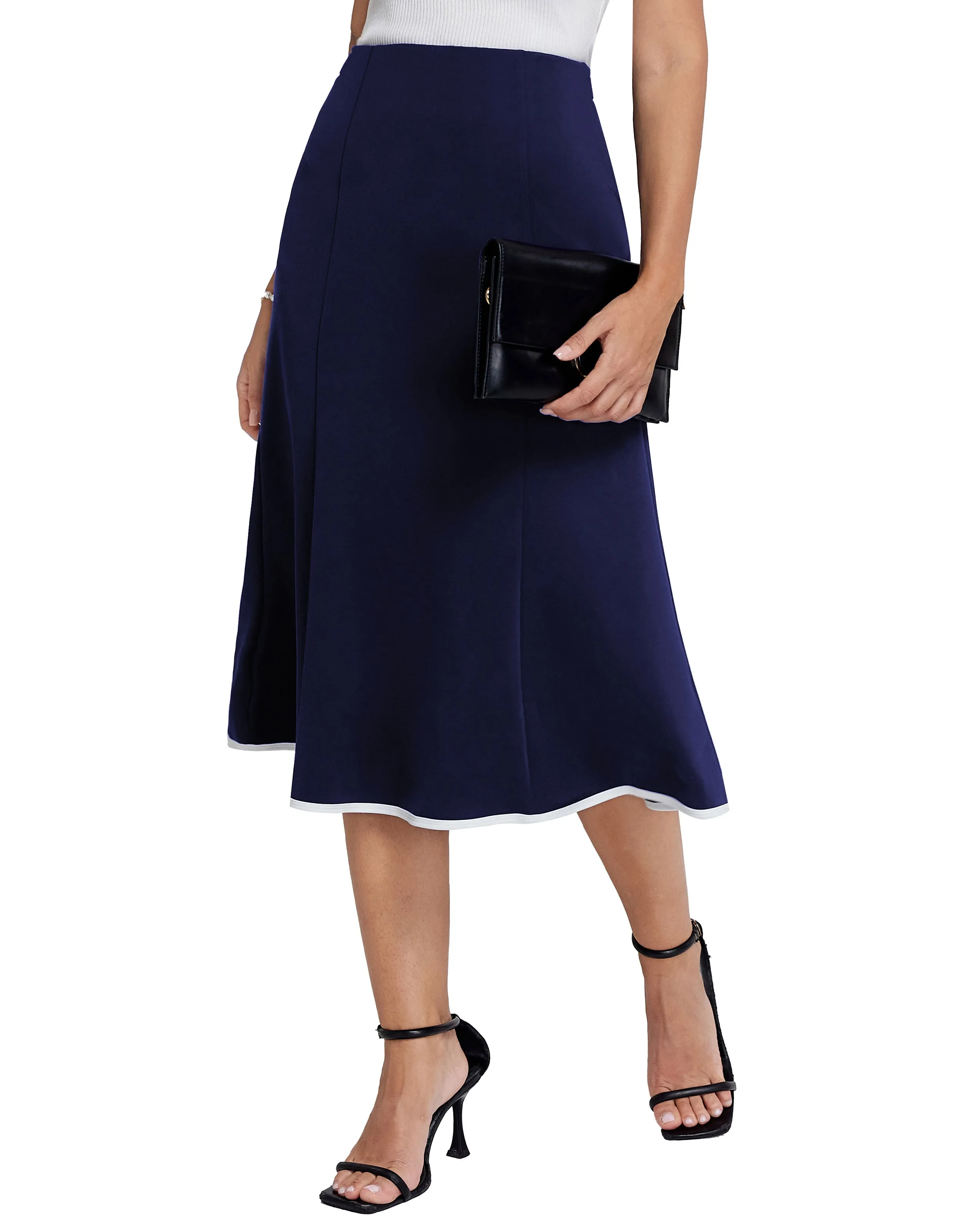 BP Women Mermaid Hem Skirt Elastic Waistline Mid-Calf Bodycon Skirt