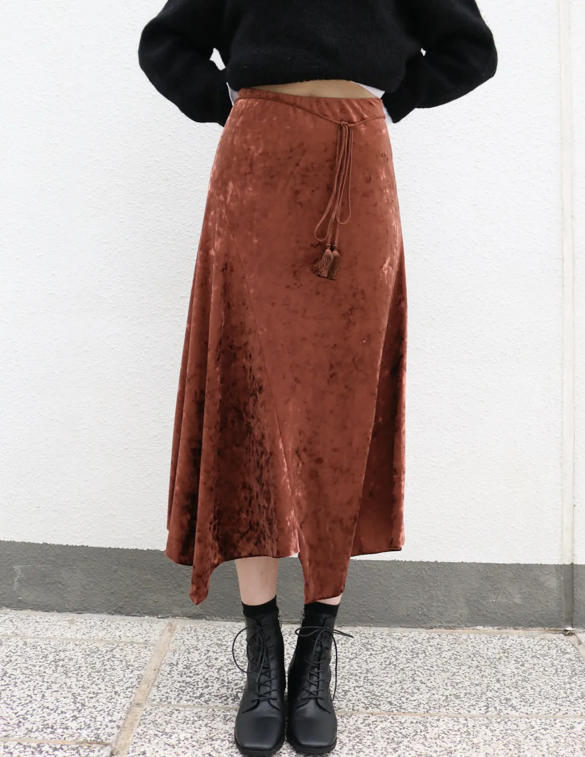Brown Velvet Maxi Skirt