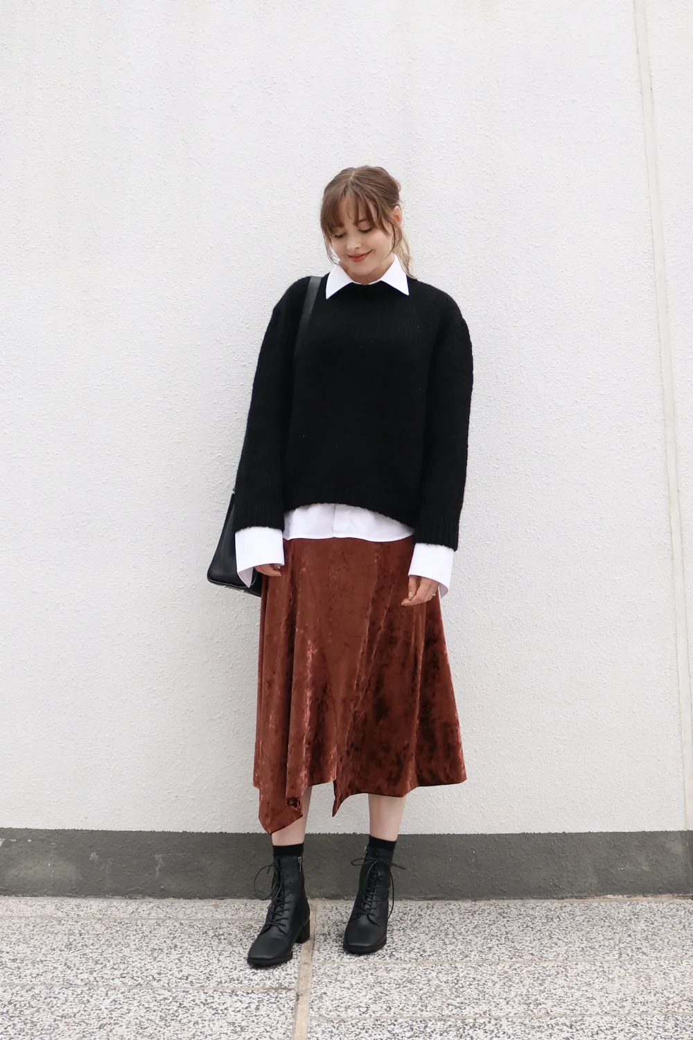 Brown Velvet Maxi Skirt