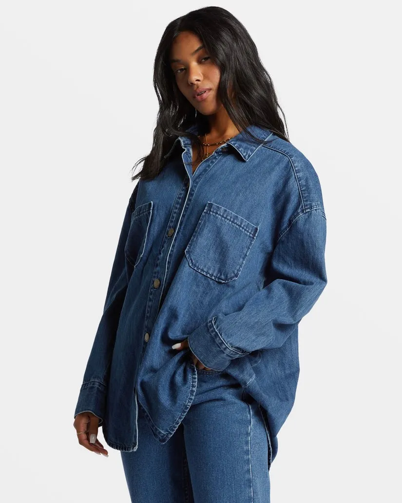 deep sea denim shacket