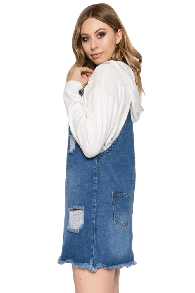 Destroyed Denim Overall Dress