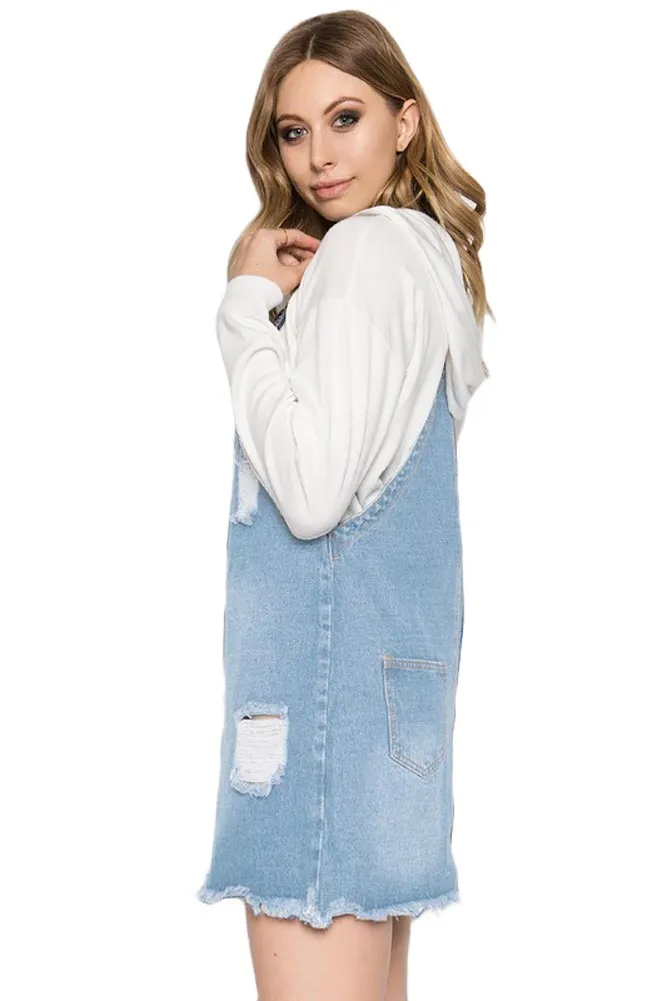 Destroyed Denim Overall Dress