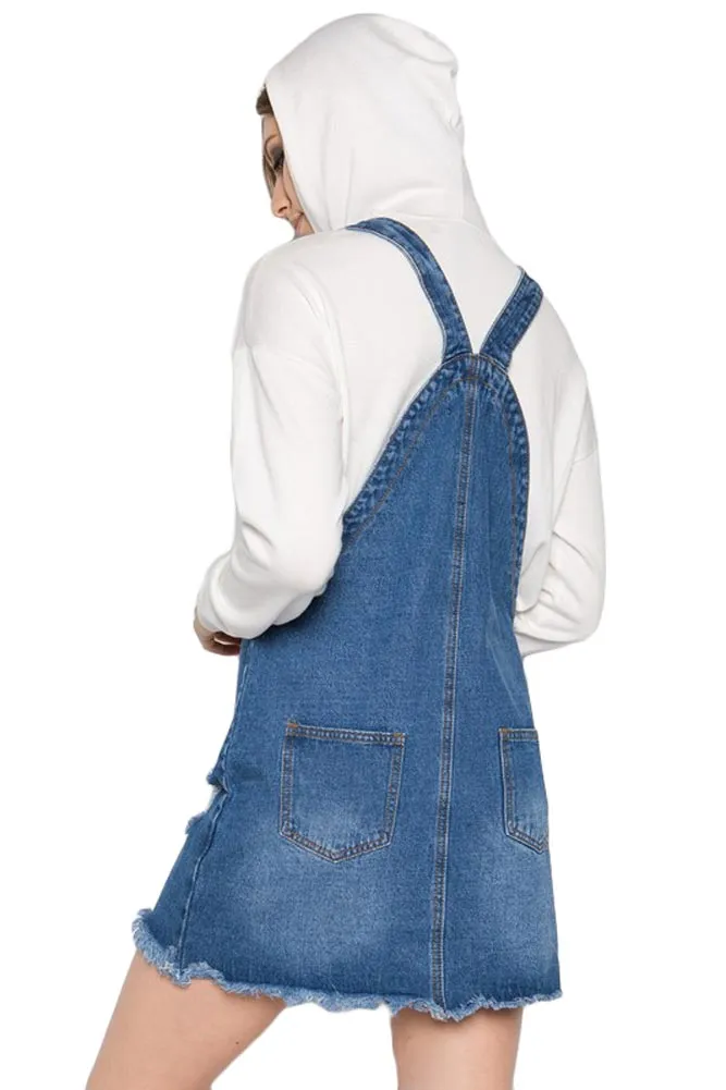 Destroyed Denim Overall Dress