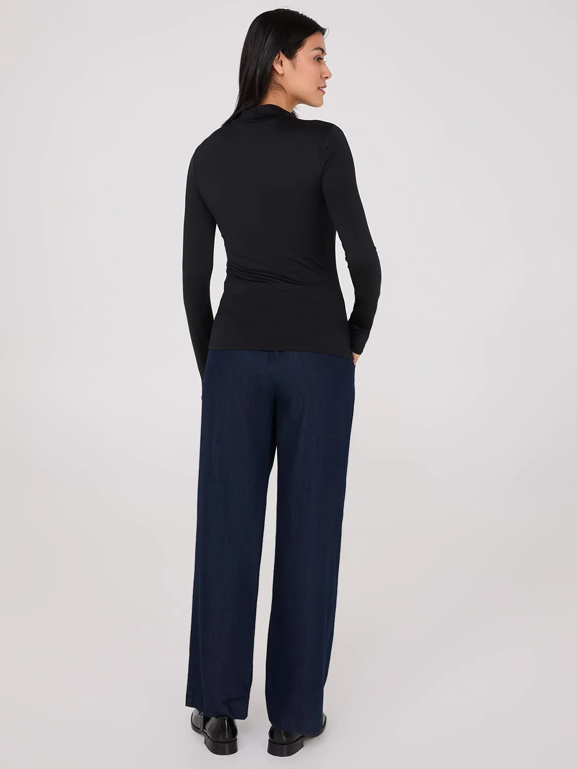Double Layer Mock Neck Long Sleeve Top