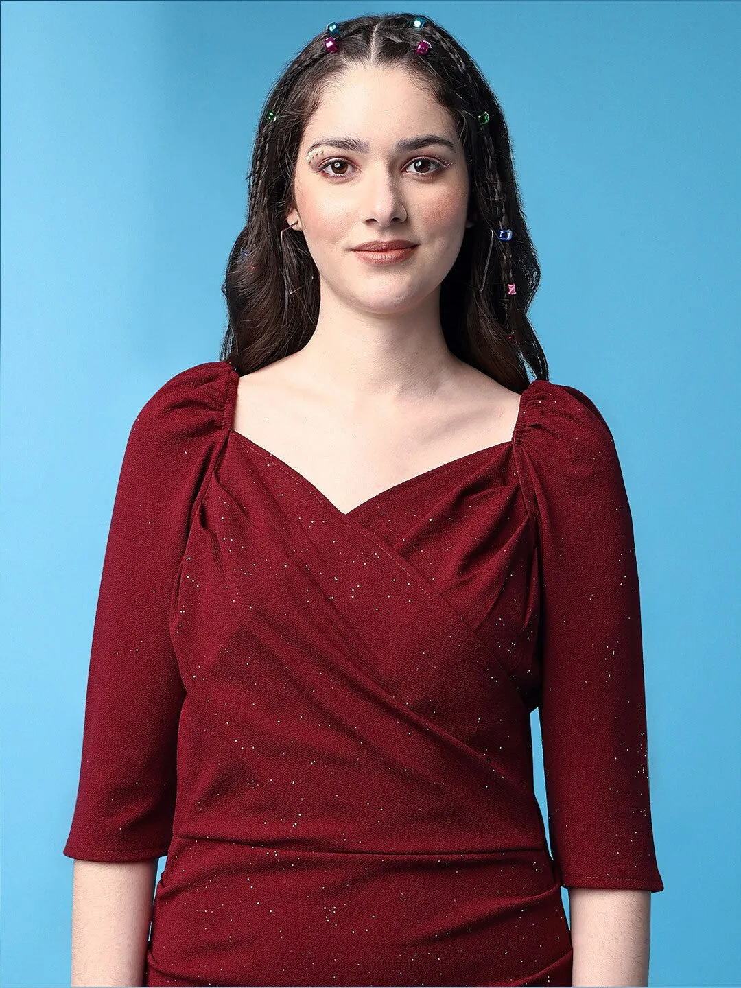 Elegant Maroon Sheath Dress