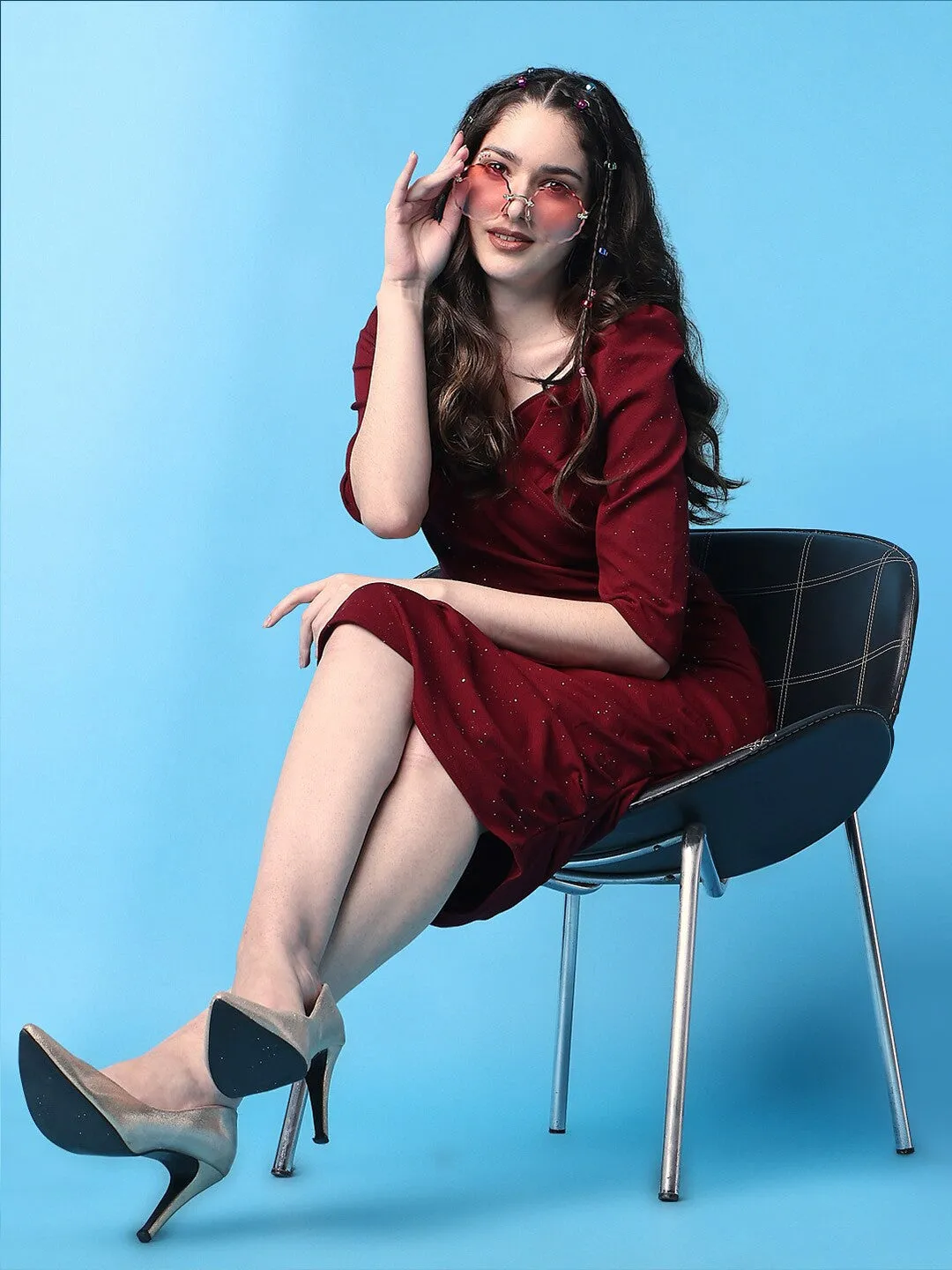 Elegant Maroon Sheath Dress