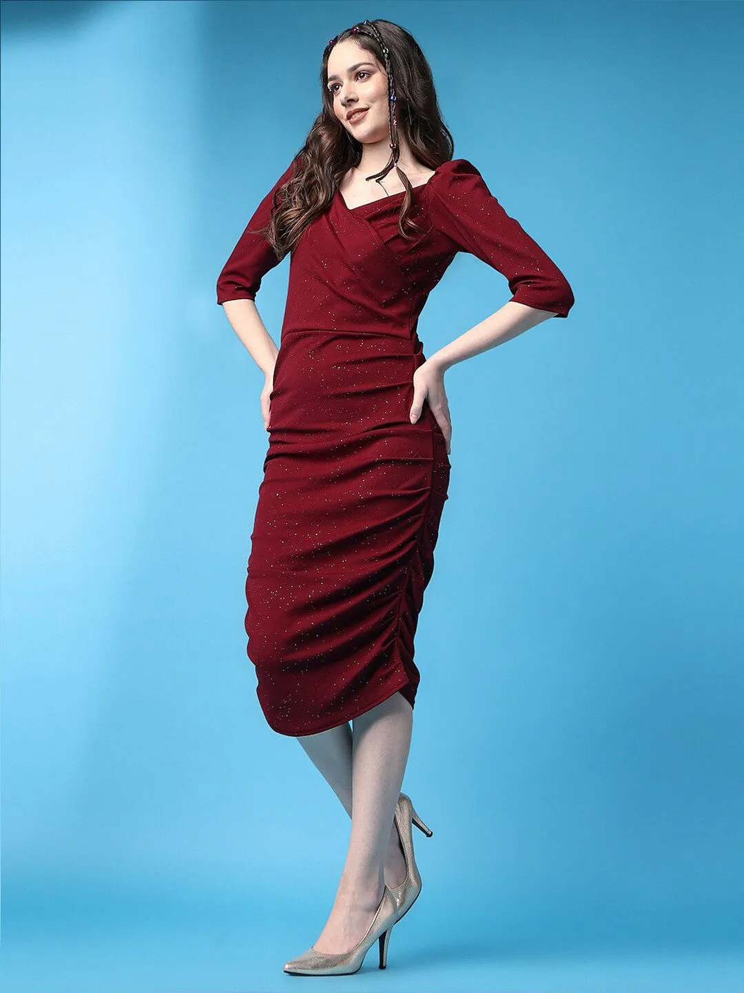 Elegant Maroon Sheath Dress