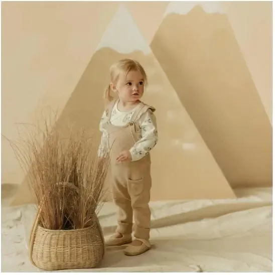 Gooseberry Print and Crème Knit Overall Set | Petit Lem