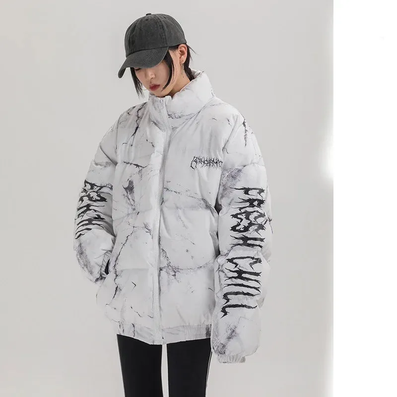 Harajuku Streetwear "Confused" Puffer Jacket