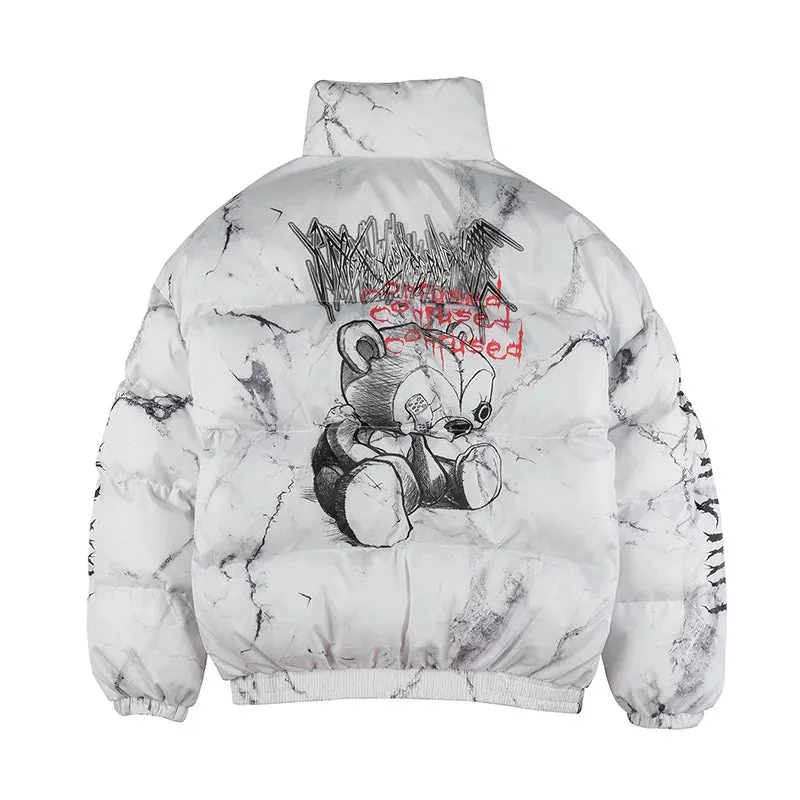 Harajuku Streetwear "Confused" Puffer Jacket