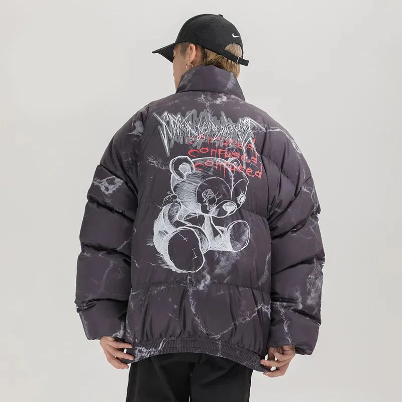 Harajuku Streetwear "Confused" Puffer Jacket