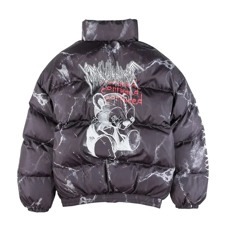 Harajuku Streetwear "Confused" Puffer Jacket