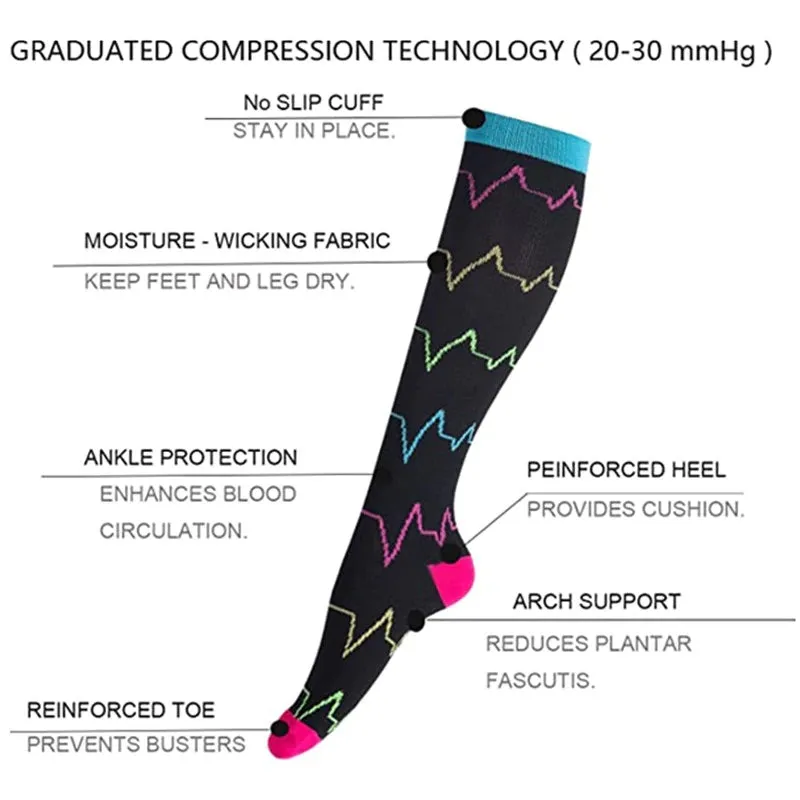 Heart Patterned Knee High (Compression Socks)