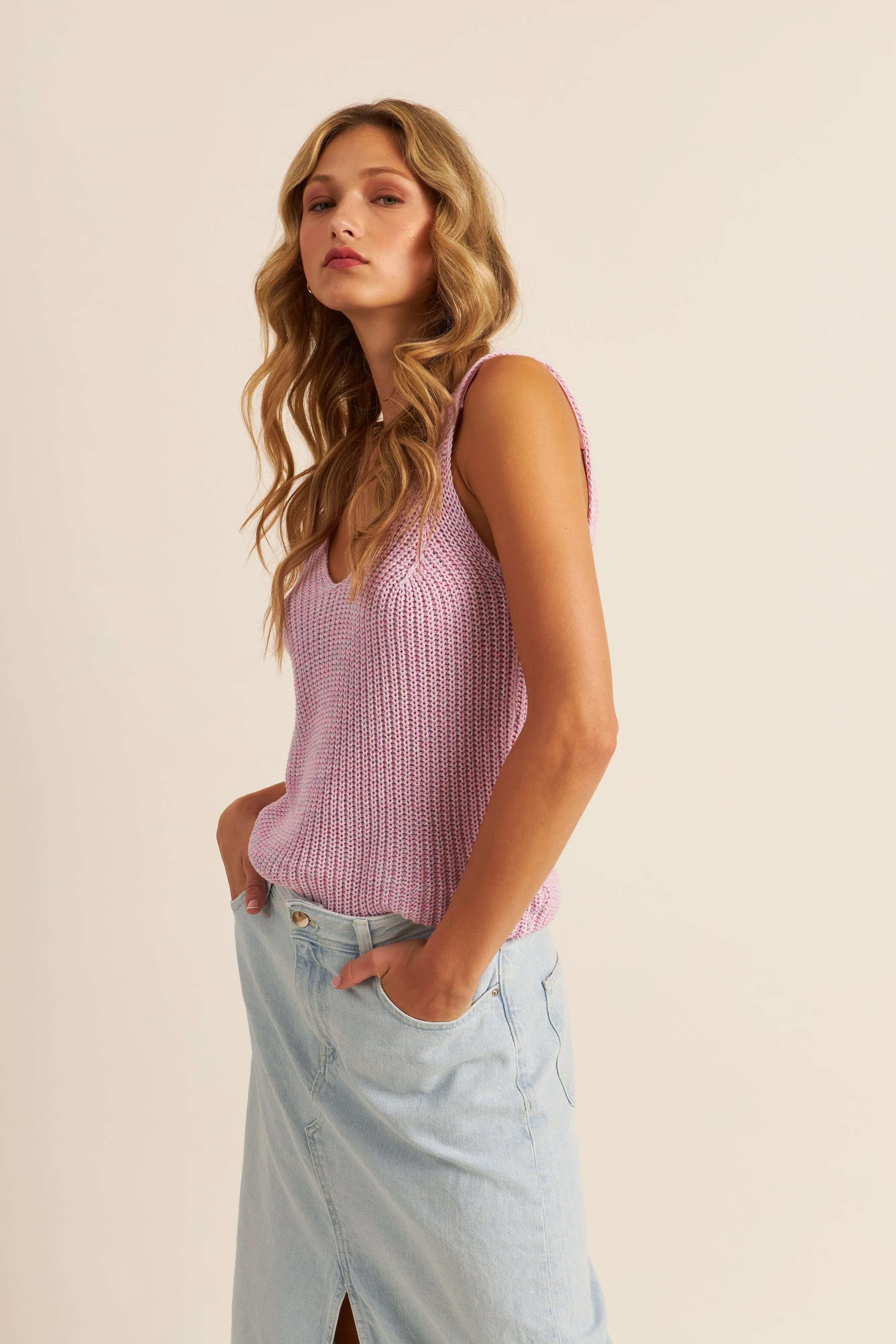 John & Jenn Pete Tank | Cotton Candy   Light Mocha