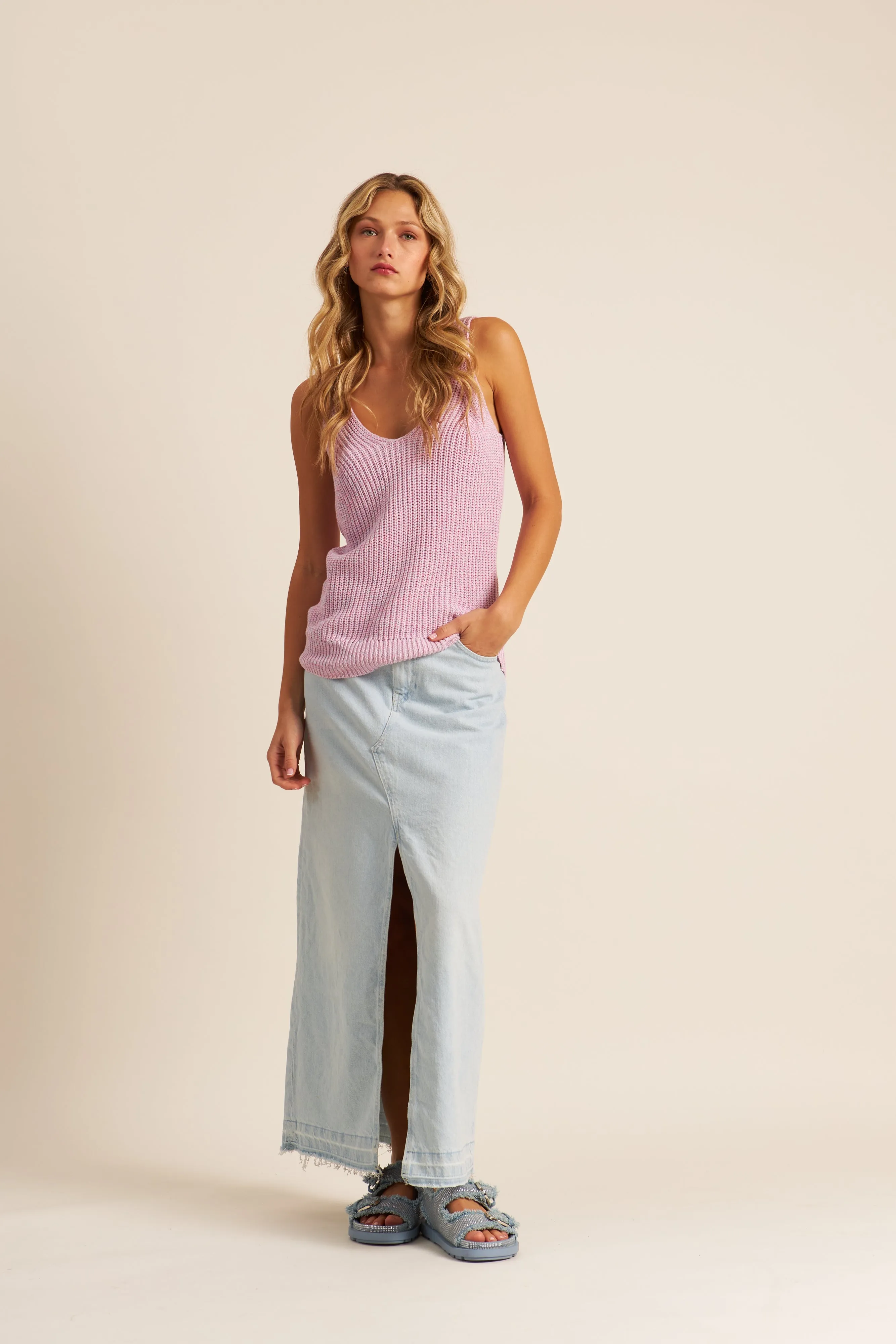 John & Jenn Pete Tank | Cotton Candy   Light Mocha