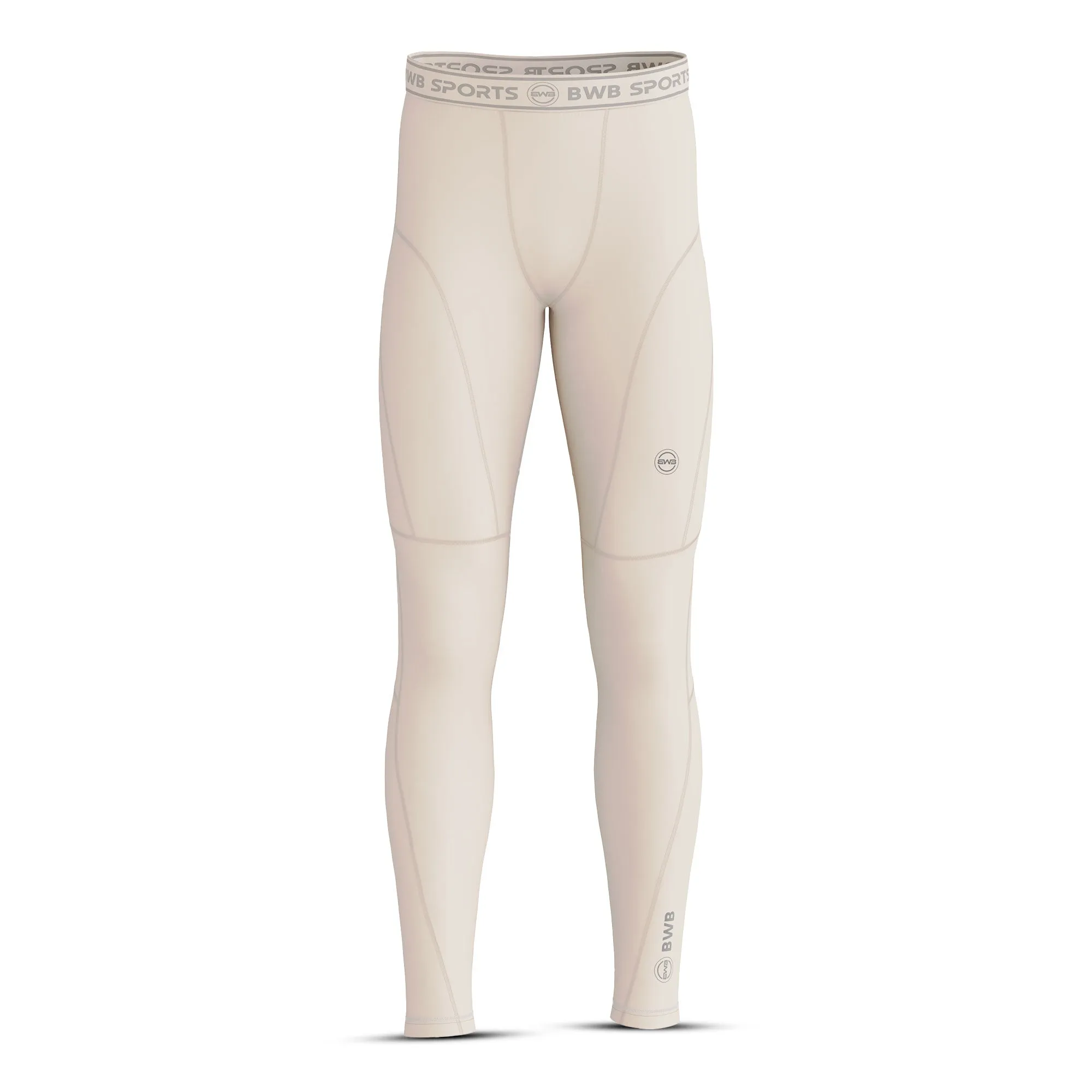 Men's Beige Long Sleeve Baselayer Compression Shirt & Leggings Set