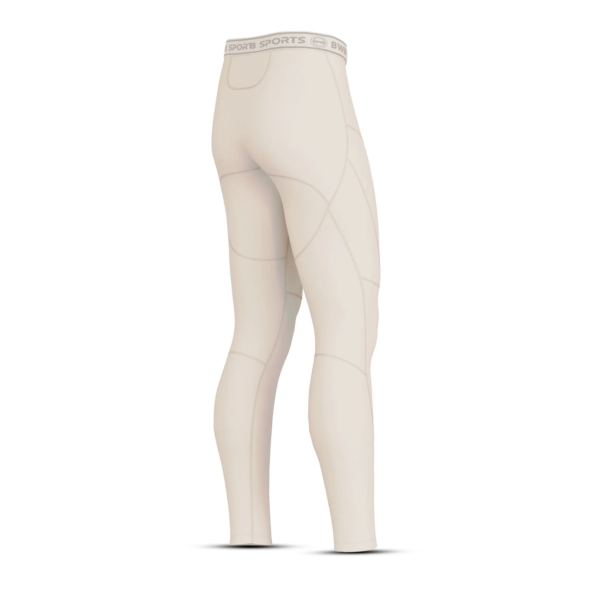 Men's Beige Long Sleeve Baselayer Compression Shirt & Leggings Set