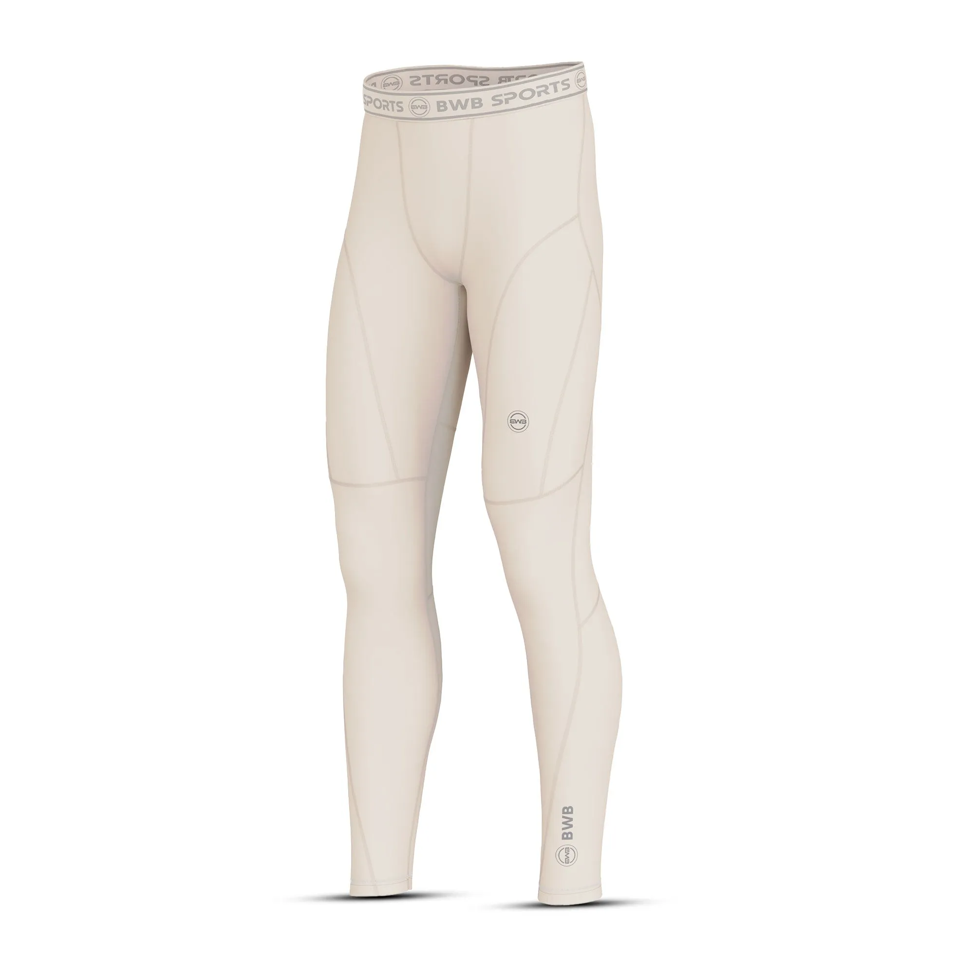 Men's Beige Long Sleeve Baselayer Compression Shirt & Leggings Set