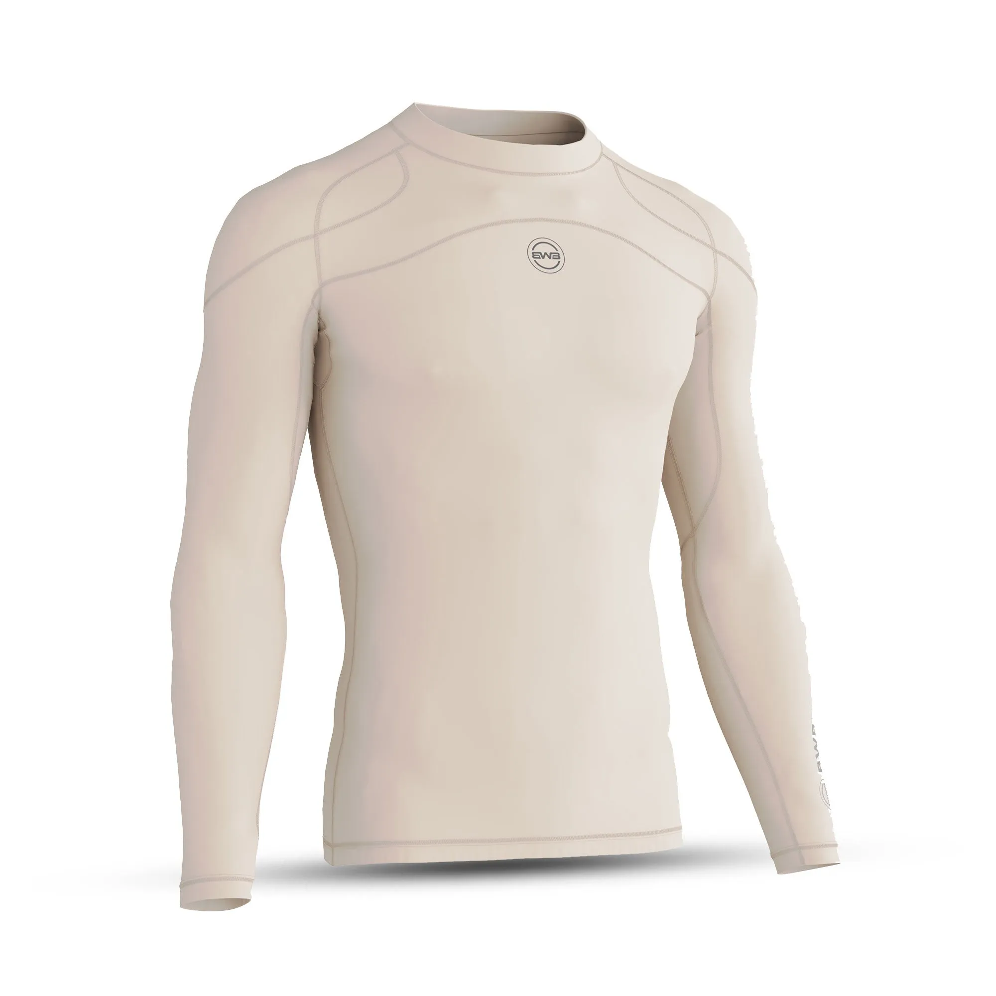 Men's Beige Long Sleeve Baselayer Compression Shirt & Leggings Set