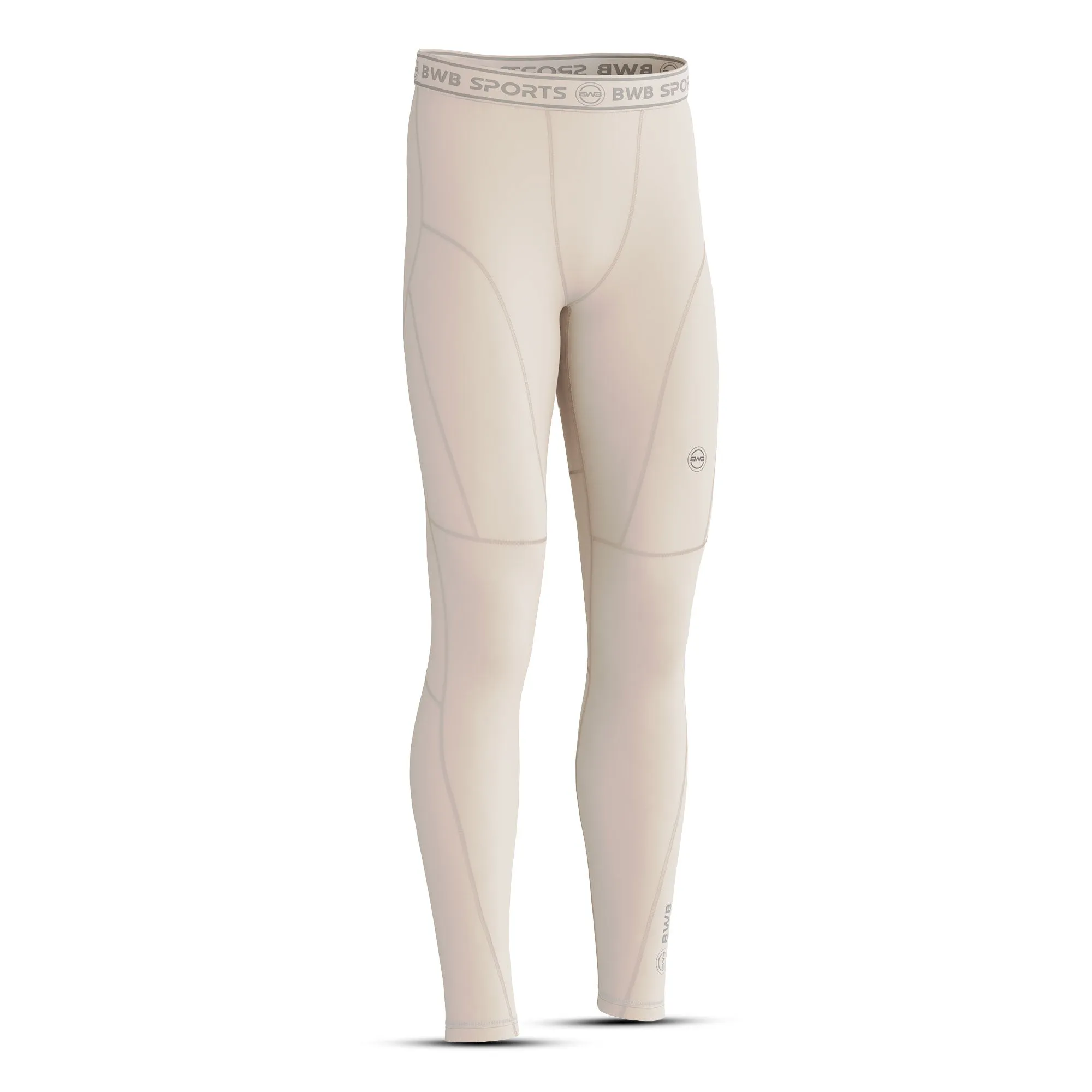 Men's Beige Long Sleeve Baselayer Compression Shirt & Leggings Set