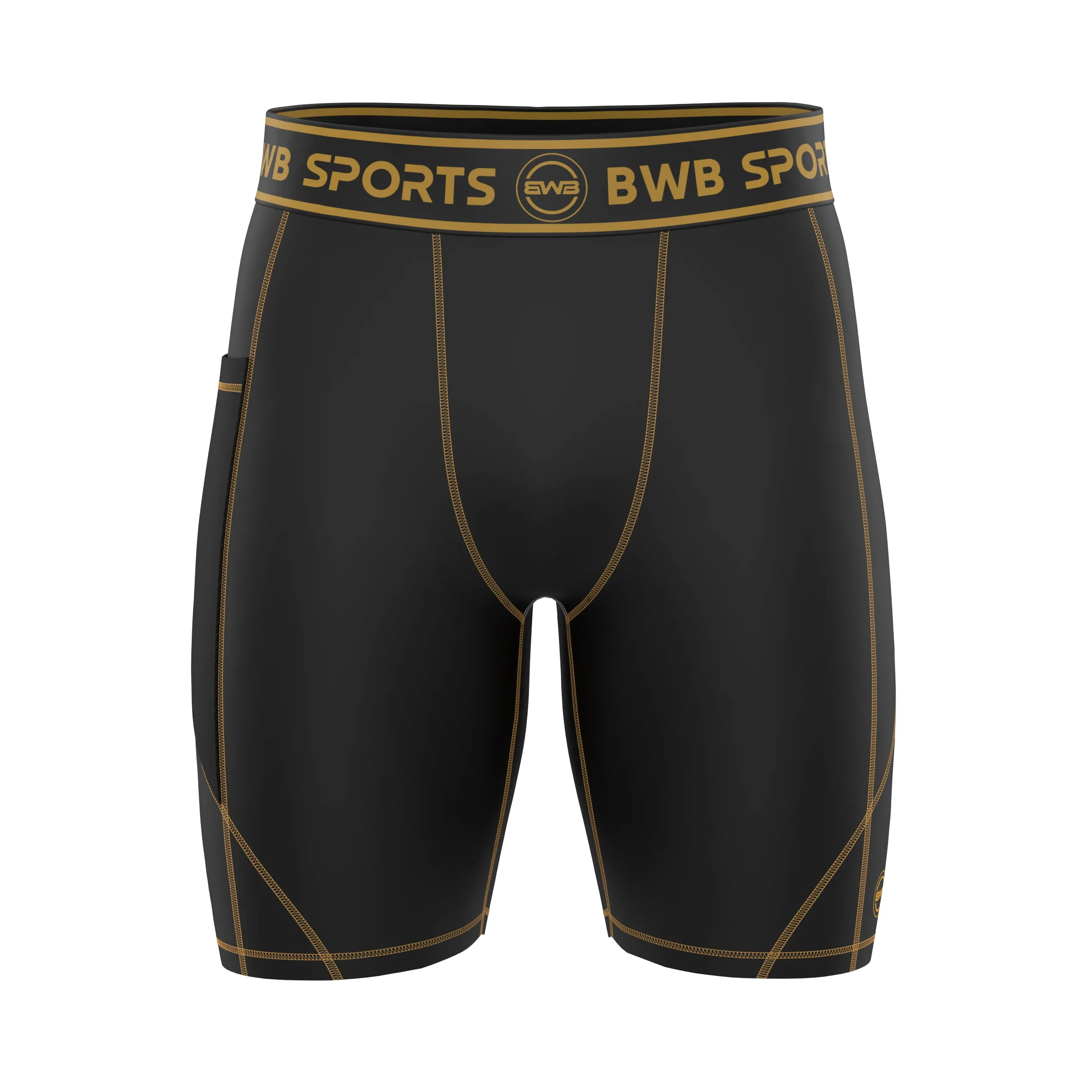 Men's Black / Orange Short Sleeve Baselayer Compression Shirt & Shorts Set