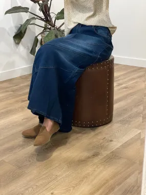 "Sophie" Dark Indigo Denim Maxi Skirt