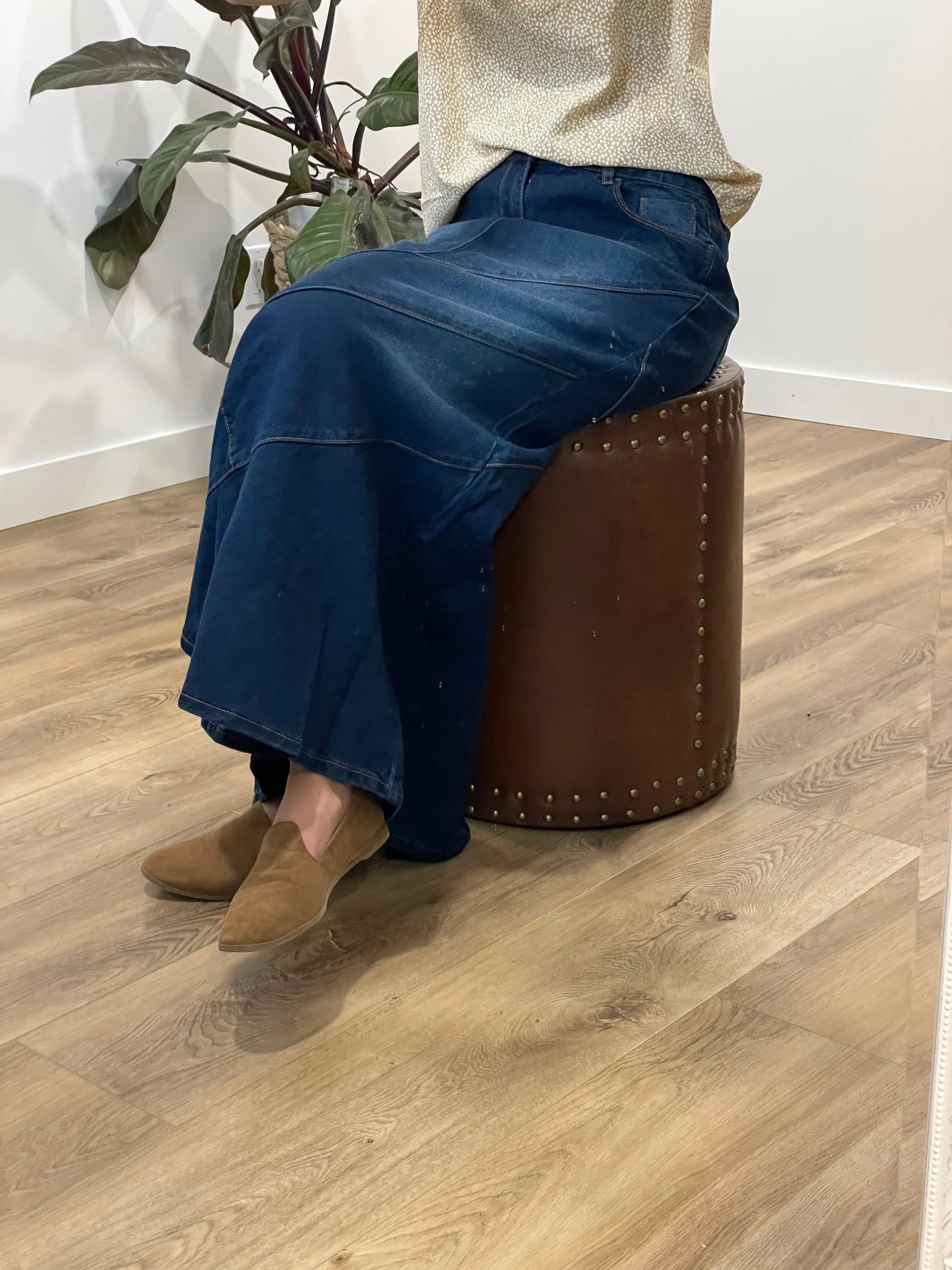 "Sophie" Dark Indigo Denim Maxi Skirt