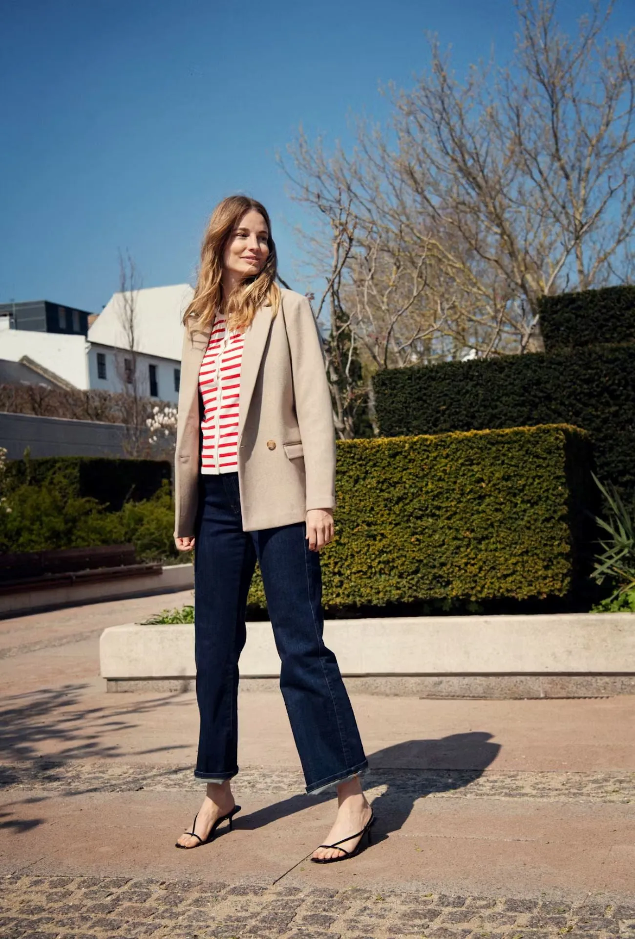 RED AND WHITE STRIPE CARDIGAN