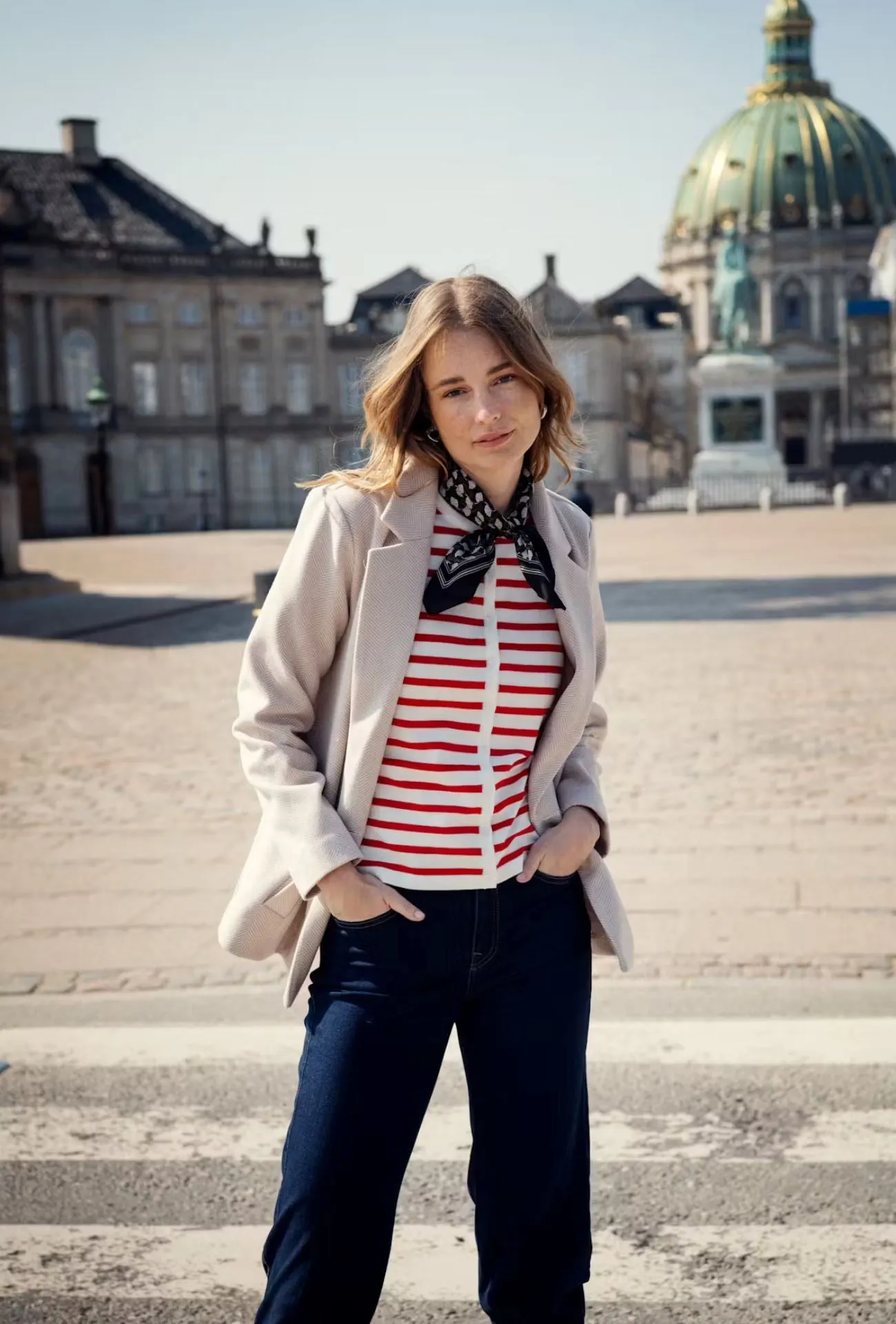 RED AND WHITE STRIPE CARDIGAN