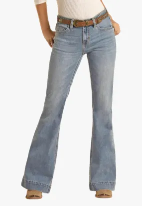 Rock & Roll Womens Small V Emb Mid Rise Trouser Jean